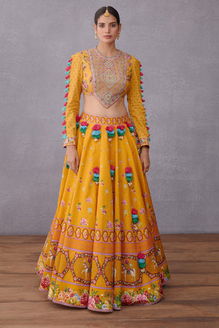 Torani-Yellow Sunehra Aoruni Lehenga Set-INDIASPOPUP.COM