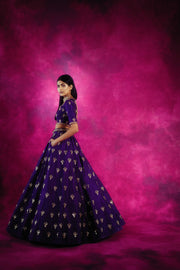 Vvani By Vani Vats-Purple Chand Jaal Skirt Set-INDIASPOPUP.COM