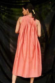 Chandrima-Coral Pleated Dress Kurta-INDIASPOPUP.COM