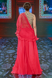 Ridhi Mehra-Deep Fuschia & Champagne Gold Skirt Set-INDIASPOPUP.COM