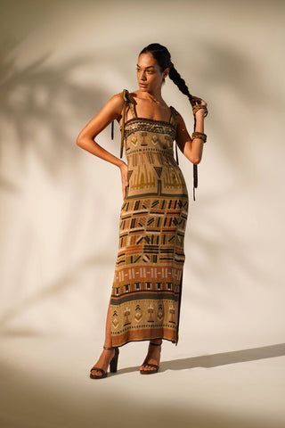 Nikita Mhaisalkar-Green Aztec Tube Dress-INDIASPOPUP.COM