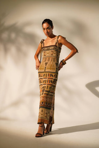 Nikita Mhaisalkar-Green Aztec Tube Dress-INDIASPOPUP.COM