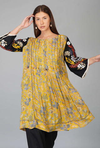 Devyani Mehrotra-Flower Print Pleated Tunic Set-INDIASPOPUP.COM