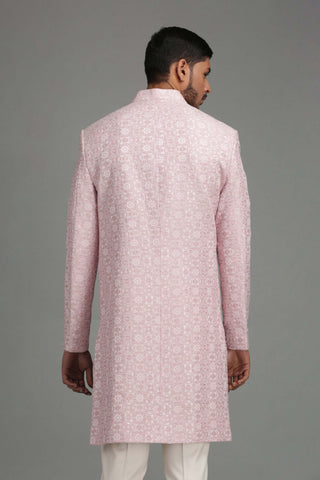 Chatenya Mittal-Light Pink Embroidered Sherwani With Pant-INDIASPOPUP.COM