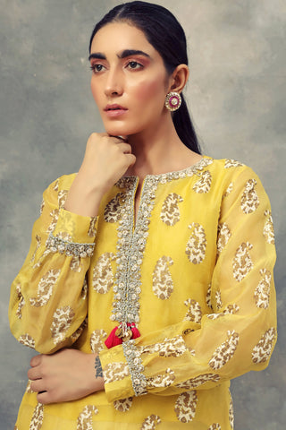 Bhumika Sharma-Mustard Long Kurta With Pallazo Pants-INDIASPOPUP.COM