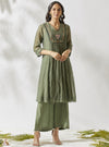 Devyani Mehrotra-Juniper Green Vintage Banjara Tunic Set-INDIASPOPUP.COM