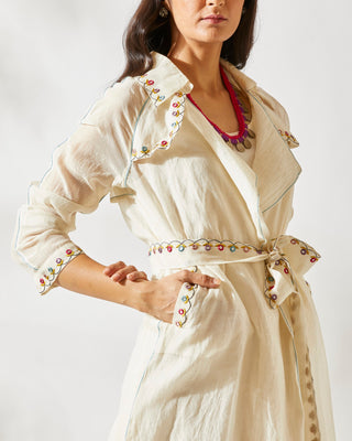 Devyani Mehrotra-Ivory Banjara Trench Dress-INDIASPOPUP.COM