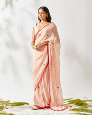 Devyani Mehrotra-Peony Pink Vintage Carnation Saree-INDIASPOPUP.COM