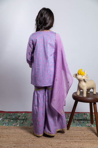 Boteh Kids-Purple Printed Sharara Set-INDIASPOPUP.COM