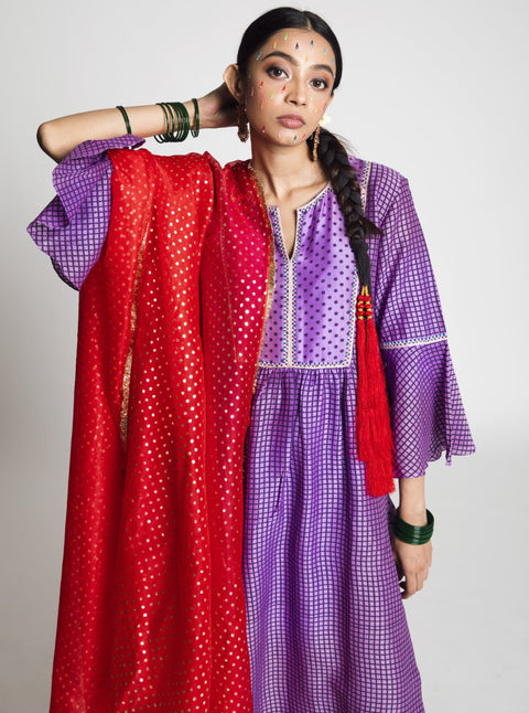 Label Earthen-Lillac Khuri Printed Kurta Set-INDIASPOPUP.COM