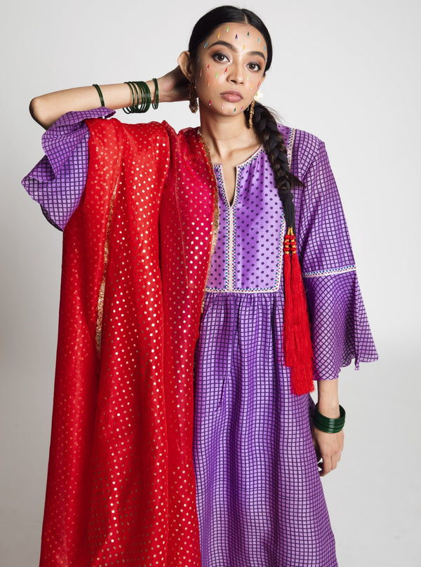 Label Earthen-Lillac Khuri Printed Kurta Set-INDIASPOPUP.COM