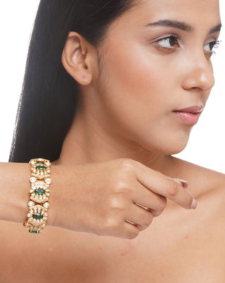 Preeti Mohan-Green Kundan Bracelet-INDIASPOPUP.COM