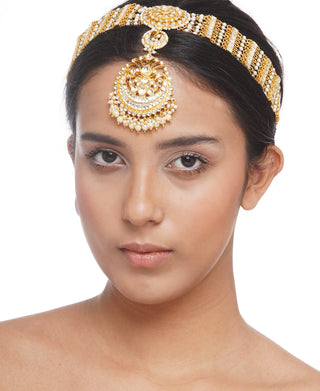Preeti Mohan-Gold Kundan Hairband Mathapatti-INDIASPOPUP.COM