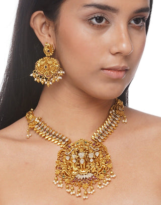Preeti Mohan-Ram Pariwar Temple Necklace With Earring-INDIASPOPUP.COM