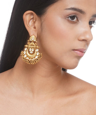 Preeti Mohan-Kundan Small Chandbali Earring-INDIASPOPUP.COM