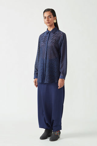 Payal Pratap-Navy Ellie Embroidered Shirt-INDIASPOPUP.COM