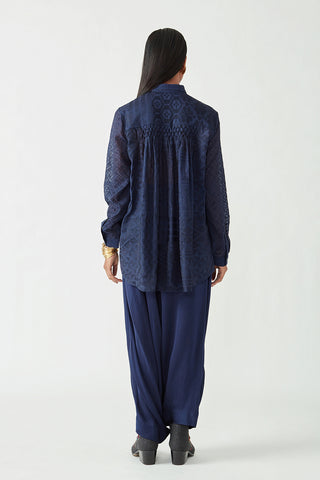 Payal Pratap-Navy Ellie Embroidered Shirt-INDIASPOPUP.COM