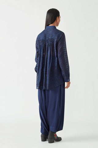 Payal Pratap-Navy Ellie Embroidered Shirt-INDIASPOPUP.COM