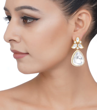 Preeti Mohan-Gold Plated Big Size Polki Earring-INDIASPOPUP.COM