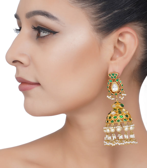 Buy Amazing Kundan Jhumka Earrings Jewelry Set Gold Plated Jhumki Online in  India  Etsy