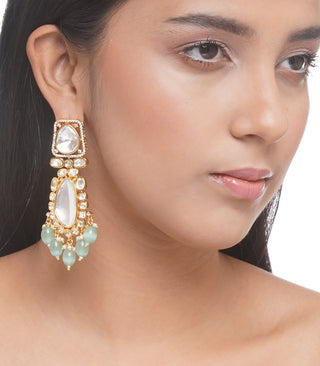 Preeti Mohan-Mint Big Polki Earring-INDIASPOPUP.COM
