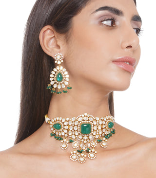 Preeti Mohan-Gold Plated Kundan Choker With Earring-INDIASPOPUP.COM