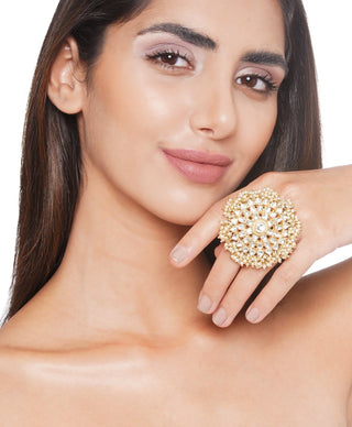 Preeti Mohan-Gold Plated Pearls Ring-INDIASPOPUP.COM