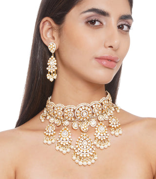 Preeti Mohan-White Moissanite Necklace With Earring-INDIASPOPUP.COM