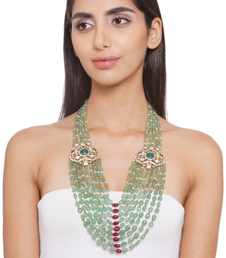 Preeti Mohan-Green Moissanite Long Necklace-INDIASPOPUP.COM
