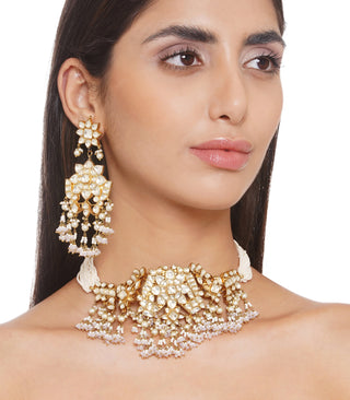 Preeti Mohan-Pink Kundan Choker With Earrings-INDIASPOPUP.COM