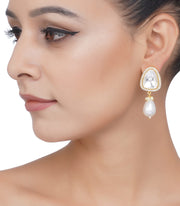 Preeti Mohan-Gold Plated Singles Polki Stud Earring-INDIASPOPUP.COM