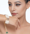 Preeti Mohan-Gold Plated Red & Green Bracelets With Pearls-INDIASPOPUP.COM