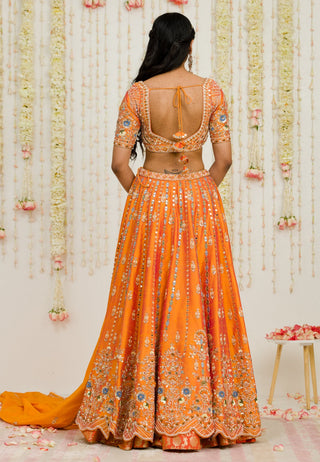 Sanya Gulati-Rust Orange Embroidered Lehenga Set-INDIASPOPUP.COM