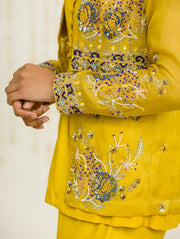 Sanya Gulati-Mustard Organza Jacket And Sharara Set-INDIASPOPUP.COM