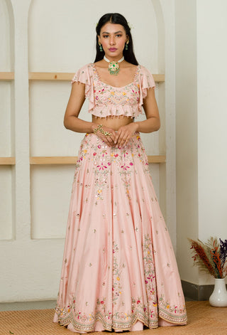 Sanya Gulati-Soft Pink Lehenga With Ruffle Blouse-INDIASPOPUP.COM