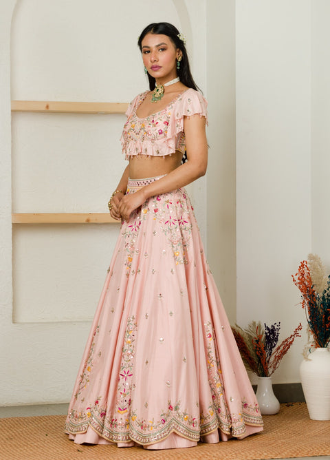 Pujia Mills Women's Multicolore Shifly Net Work Ruffle Sleeves Readymade Saree  Blouse for Lehenga Choli (sipli Blouse Gold 38) : Amazon.in: Fashion