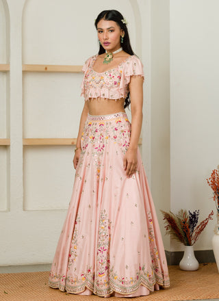 Sanya Gulati-Soft Pink Lehenga With Ruffle Blouse-INDIASPOPUP.COM