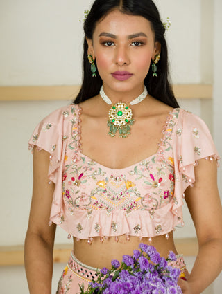 Sanya Gulati-Soft Pink Lehenga With Ruffle Blouse-INDIASPOPUP.COM