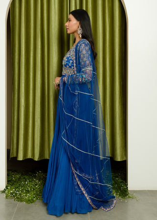 Sanya Gulati-Ink Blue Anarkali Set-INDIASPOPUP.COM