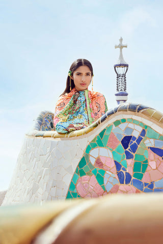 Aisha Rao-Multicolor Embroidered Sari With Blouse-INDIASPOPUP.COM