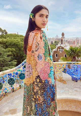Aisha Rao-Multicolor Embroidered Sari With Blouse-INDIASPOPUP.COM