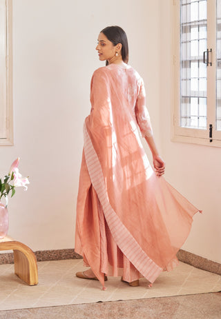 Vaayu-Hibiscus Pink Printed Anarkali Set-INDIASPOPUP.COM