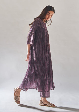 Dot-Wine Printed Kurta With Pants-INDIASPOPUP.COM