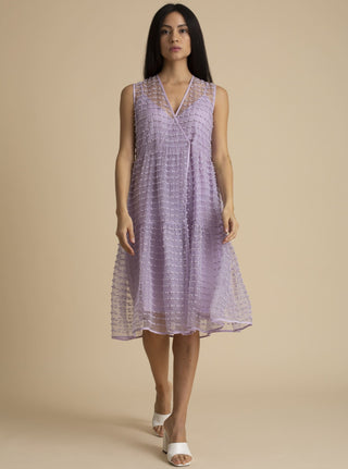 Kanelle-Purple Dori Detail Organza Dress-INDIASPOPUP.COM