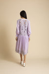 Kanelle-Purple Cut-Work Detail Dress-INDIASPOPUP.COM