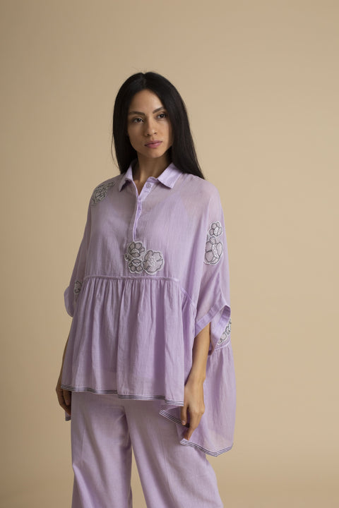 Kanelle-Purple Top With Patch-Work With Pants-INDIASPOPUP.COM