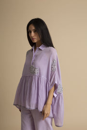 Kanelle-Purple Top With Patch-Work With Pants-INDIASPOPUP.COM