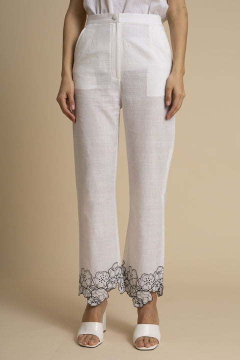 Kanelle-Ivory Beaded Top With Trousers-INDIASPOPUP.COM