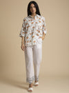 Kanelle-Ivory Kimono Shirt With Print-INDIASPOPUP.COM
