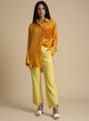 Kanelle-Yellow Oversized Shirt With Pocket Embroidery-INDIASPOPUP.COM